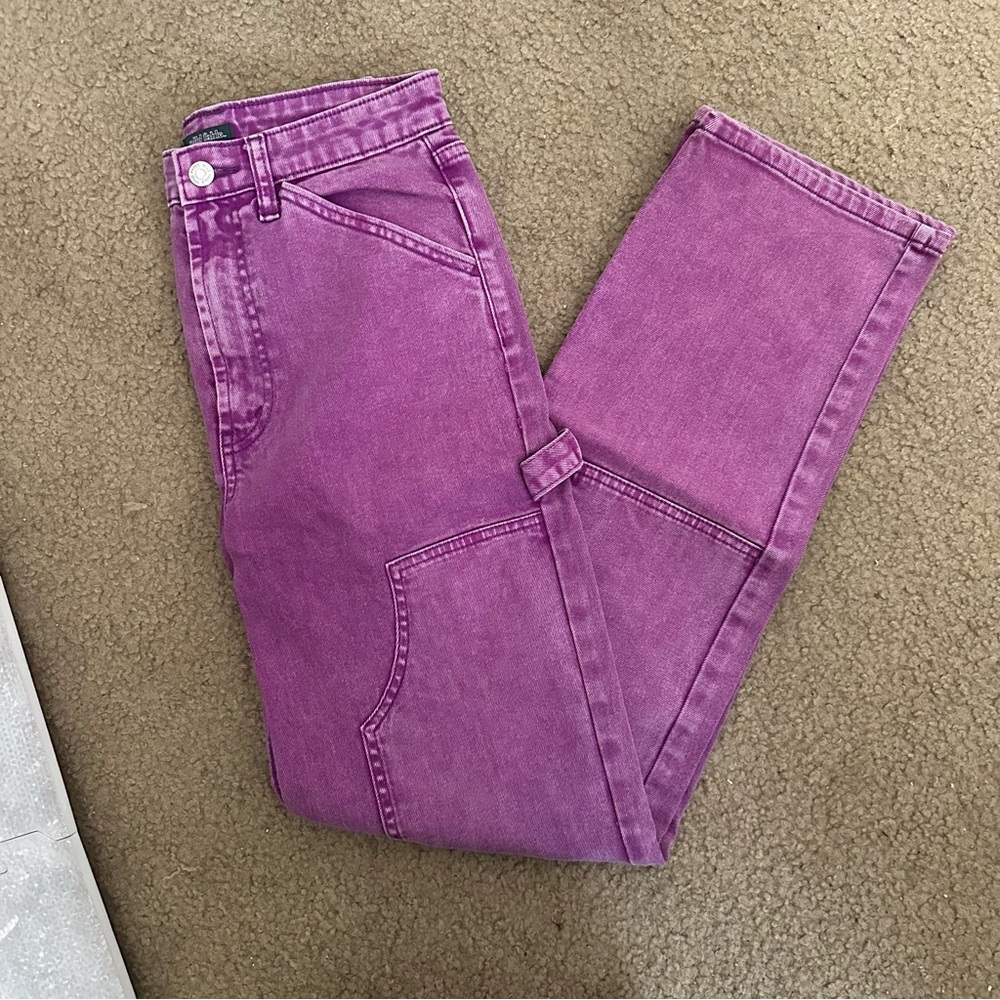 Purple High-Rise Women's Straight Jeans, Small - Picture 3 of 4